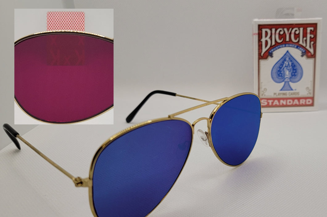 Infrared IR Aviator Metal Sunglasses and a deck of marked Cards